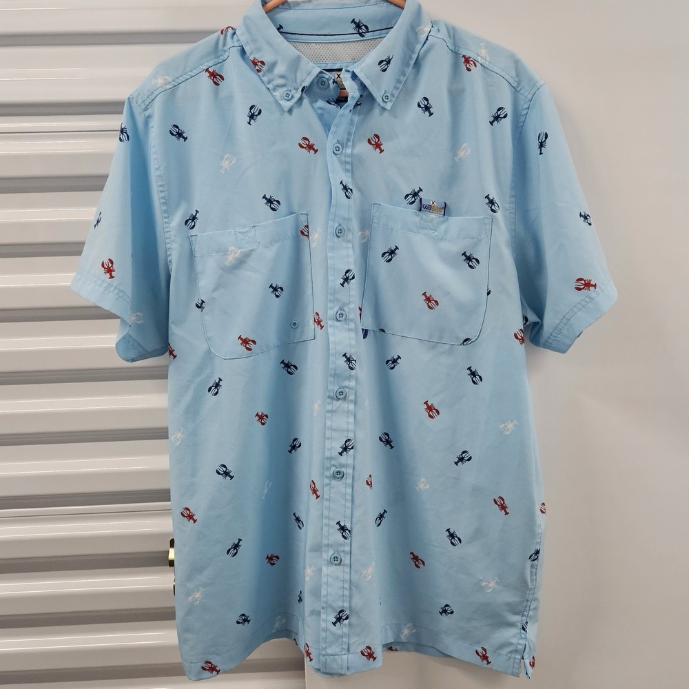 XCaster Outdoor Lobster Print Fishing Shirt UPF Sun Protection Men's Large